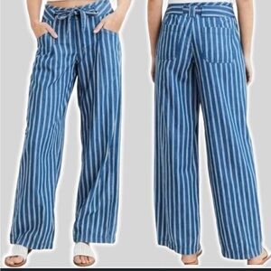 Striped Blue Wide-Leg Pants